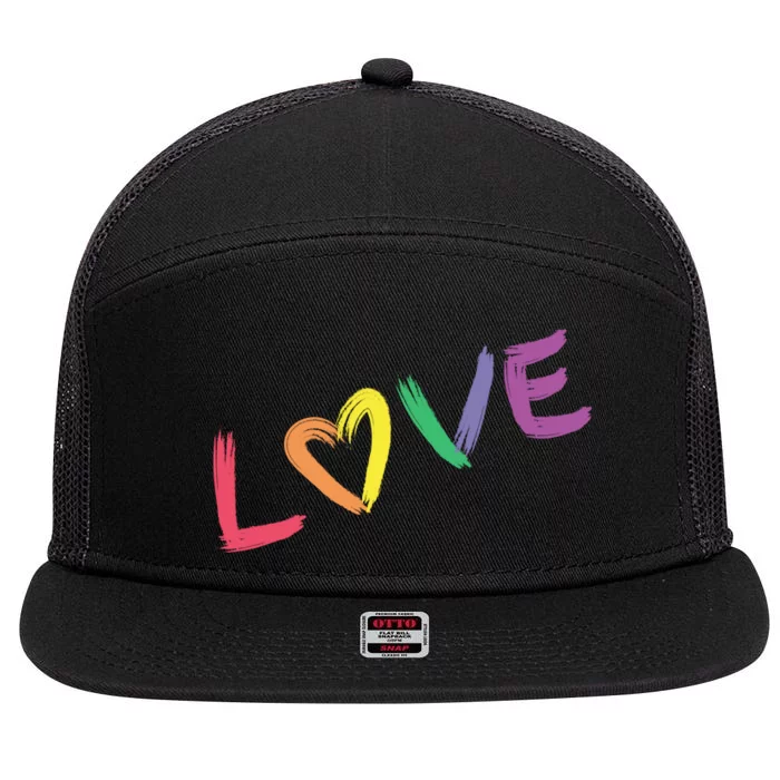 Love Pride Month Rainbow 7 Panel Mesh Trucker Snapback Hat