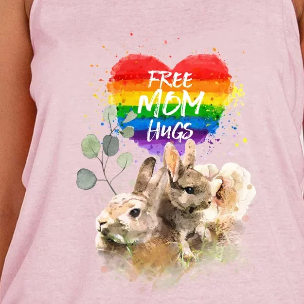 Lgbt Pride Mama Rabbit Bunny Free Mom Hugs Mothers Day Great Gift Women's Knotted Racerback Tank