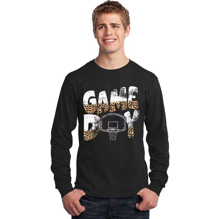 Leopard  Print Mom Basketball Game Day Long Sleeve Shirt