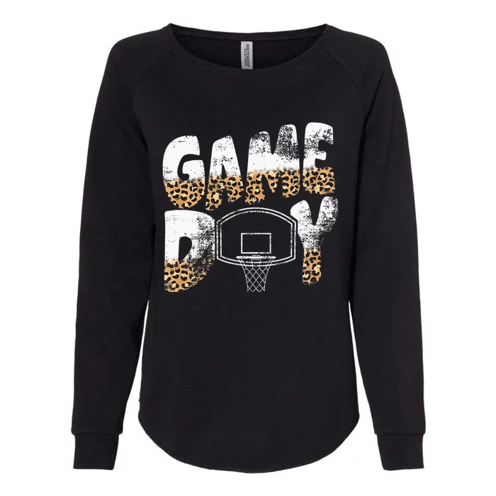 Leopard  Print Mom Basketball Game Day Womens California Wash Sweatshirt