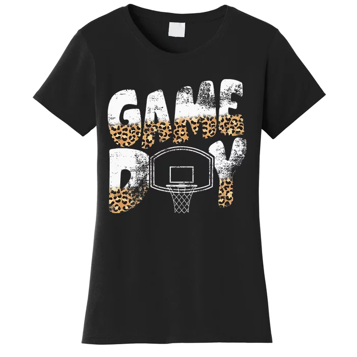 Leopard  Print Mom Basketball Game Day Women's T-Shirt