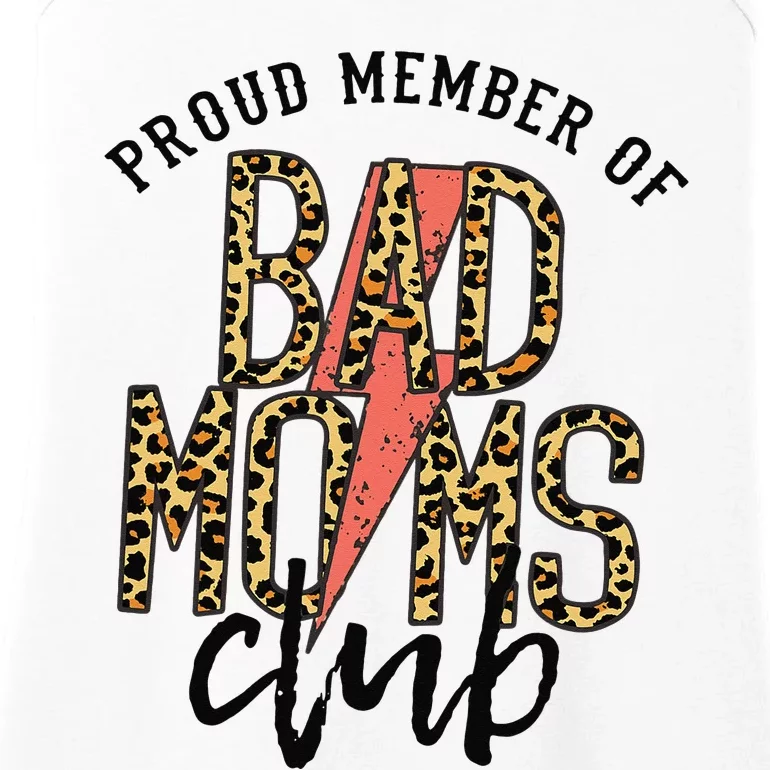 Leopard Proud Member Of Bad Moms Club Lightning Bolt Western Ladies Essential Tank