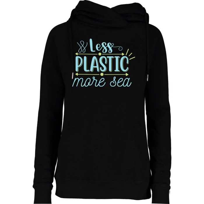 Less Plastic More Sea Womens Funnel Neck Pullover Hood