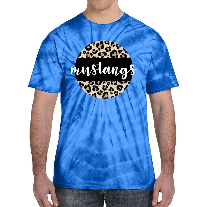 Leopard Print Mustangs Team Mascot School Spirit Game Night Funny Gift Tie-Dye T-Shirt