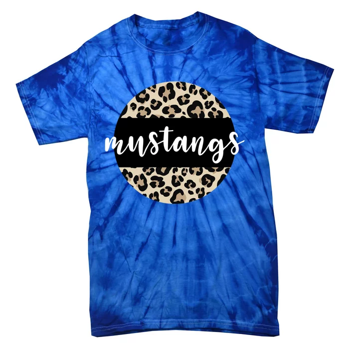 Leopard Print Mustangs Team Mascot School Spirit Game Night Funny Gift Tie-Dye T-Shirt