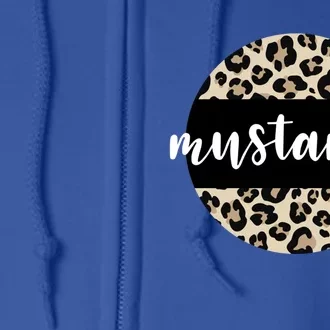 Leopard Print Mustangs Team Mascot School Spirit Game Night Funny Gift Full Zip Hoodie