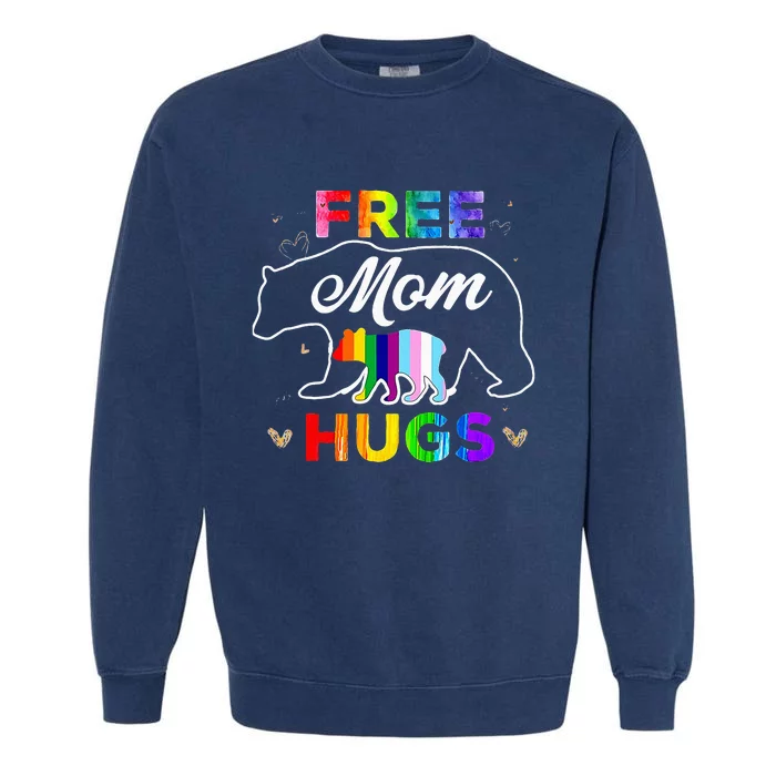 Lgbt Pride Mama Bear Free Mom Hugs Garment-Dyed Sweatshirt