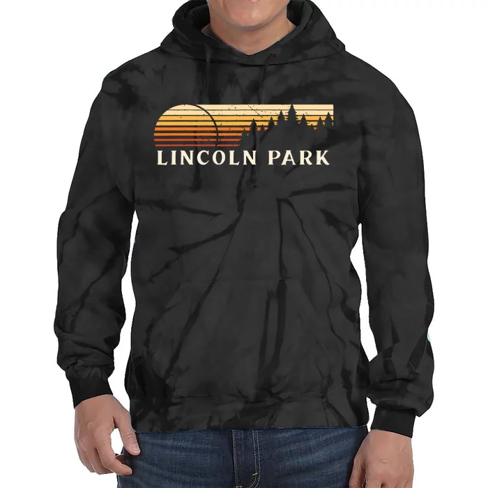 Lincoln Park Mi Vintage Evergreen Sunset Eighties Retro Tie Dye Hoodie