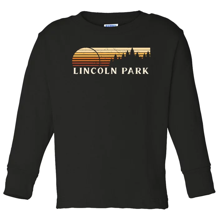 Lincoln Park Mi Vintage Evergreen Sunset Eighties Retro Toddler Long Sleeve Shirt