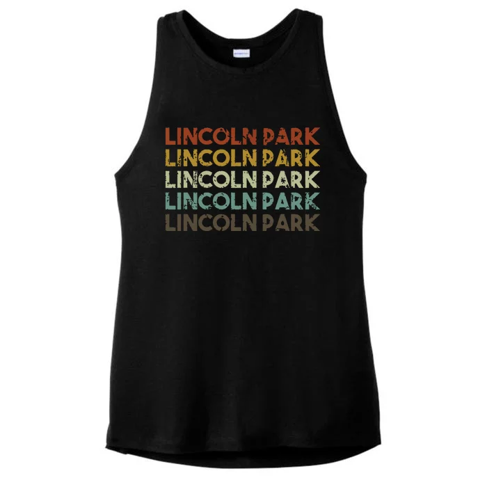 Lincoln Park Michigan Retro Vintage City Ladies Tri-Blend Wicking Tank