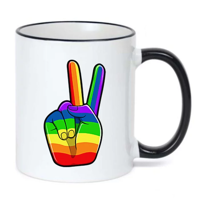 Lgbtq Pride Month Lgbt Gay Peace Hand Sign Minimalistic Black Color Changing Mug