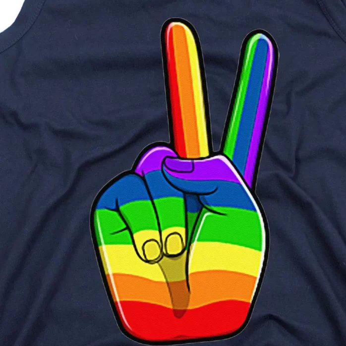 Lgbtq Pride Month Lgbt Gay Peace Hand Sign Minimalistic Tank Top