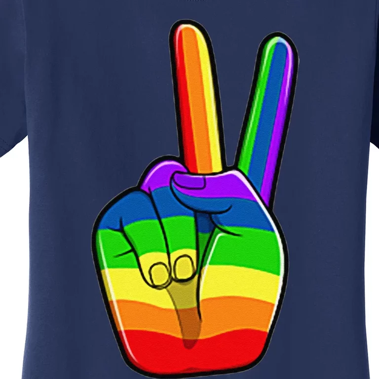 Lgbtq Pride Month Lgbt Gay Peace Hand Sign Minimalistic Women's T-Shirt