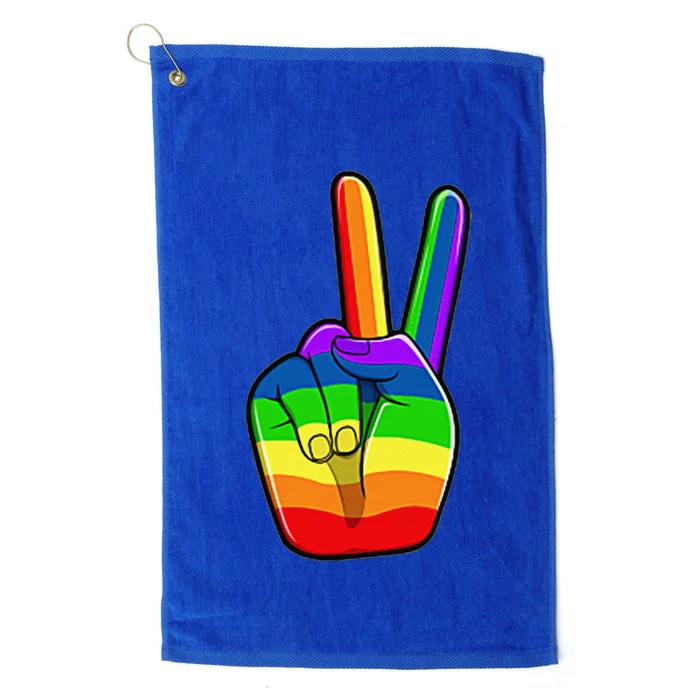 Lgbtq Pride Month Lgbt Gay Peace Hand Sign Minimalistic Platinum Collection Golf Towel