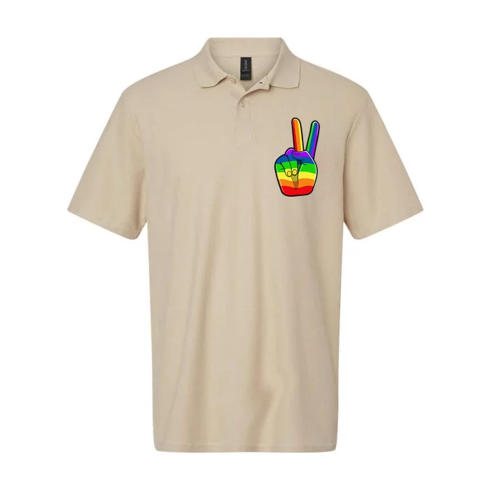 Lgbtq Pride Month Lgbt Gay Peace Hand Sign Minimalistic Softstyle Adult Sport Polo