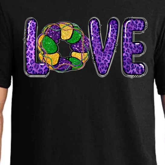 Love Peace Mardi Gras King Cake Gift Pajama Set