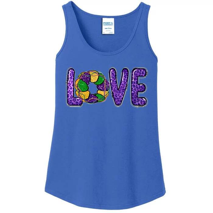 Love Peace Mardi Gras King Cake Gift Ladies Essential Tank