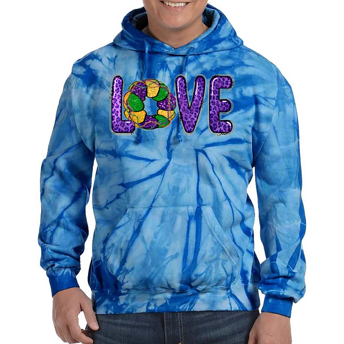 Love Peace Mardi Gras King Cake Gift Tie Dye Hoodie