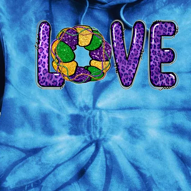 Love Peace Mardi Gras King Cake Gift Tie Dye Hoodie