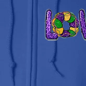 Love Peace Mardi Gras King Cake Gift Full Zip Hoodie