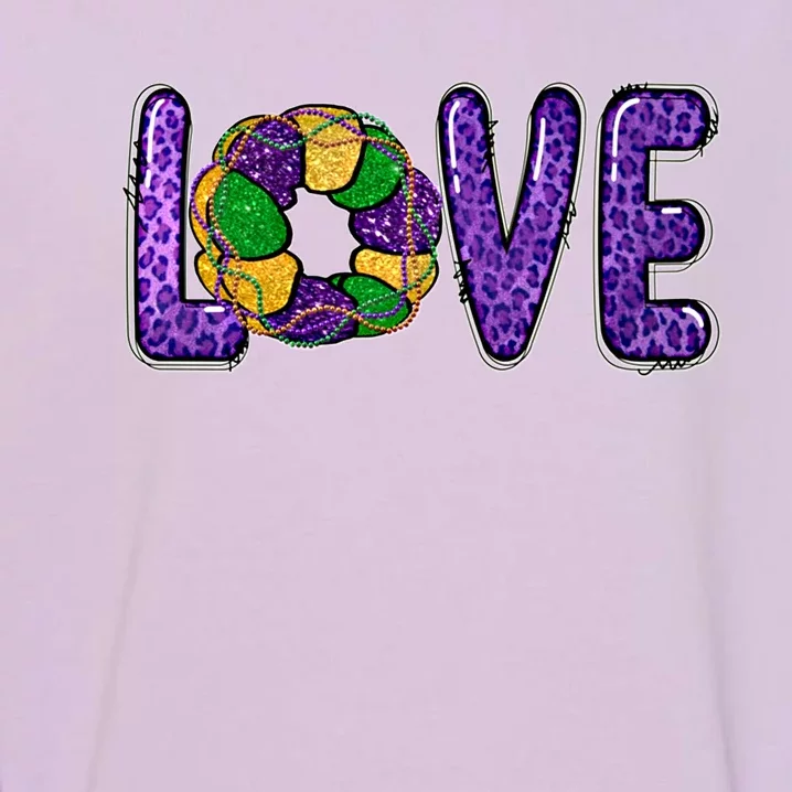 Love Peace Mardi Gras King Cake Gift Garment-Dyed Sweatshirt