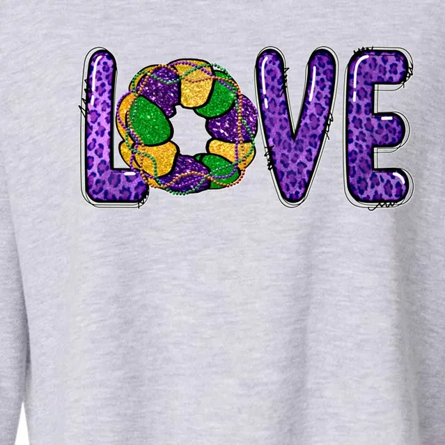 Love Peace Mardi Gras King Cake Gift Cropped Pullover Crew