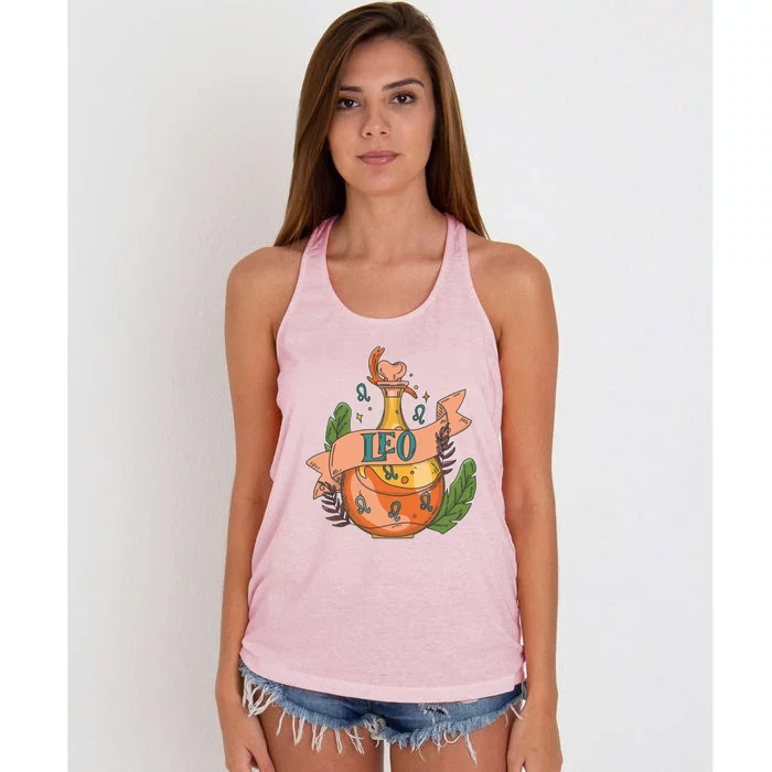 Leo Potion Magical Astrology Gift Women's Knotted Racerback Tank