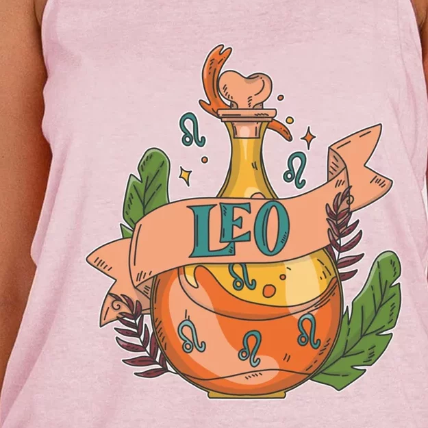 Leo Potion Magical Astrology Gift Women's Knotted Racerback Tank