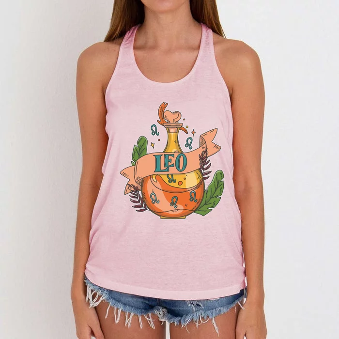 Leo Potion Magical Astrology Gift Women's Knotted Racerback Tank