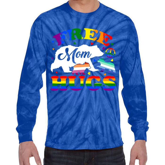 Lgbtq Pride Mama Bear Free Mom Hugs Vintage Rainbow Flag Funny Gift Tie-Dye Long Sleeve Shirt