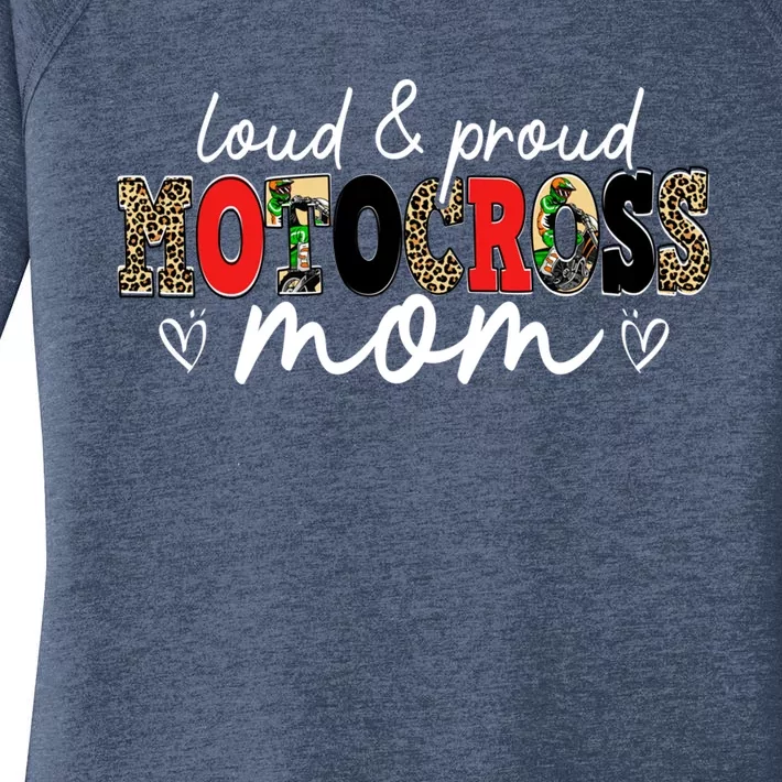 Loud Proud Motocross Mom Leopard Mama Mommy Mother's Day Cool Gift Women's Perfect Tri Tunic Long Sleeve Shirt