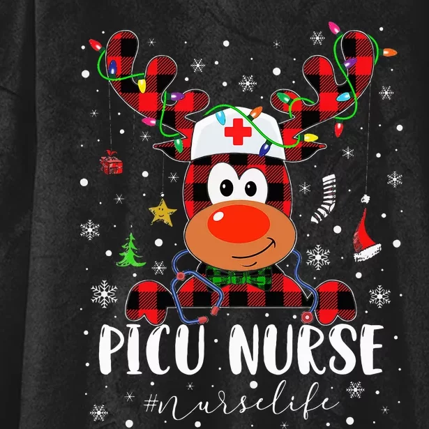 Love Picu Nurse Life Reindeer Nurse Christmas Pajama Xmas Hooded Wearable Blanket