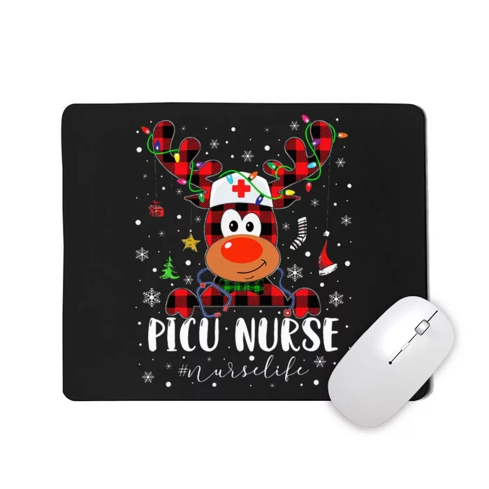 Love Picu Nurse Life Reindeer Nurse Christmas Pajama Xmas Mousepad