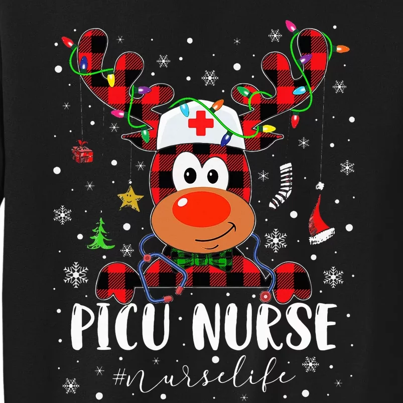 Love Picu Nurse Life Reindeer Nurse Christmas Pajama Xmas Tall Sweatshirt