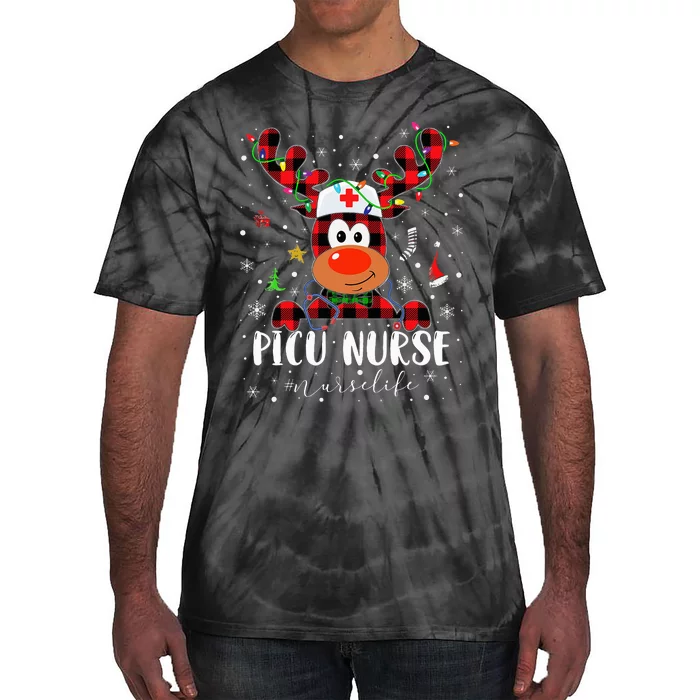 Love Picu Nurse Life Reindeer Nurse Christmas Pajama Xmas Tie-Dye T-Shirt