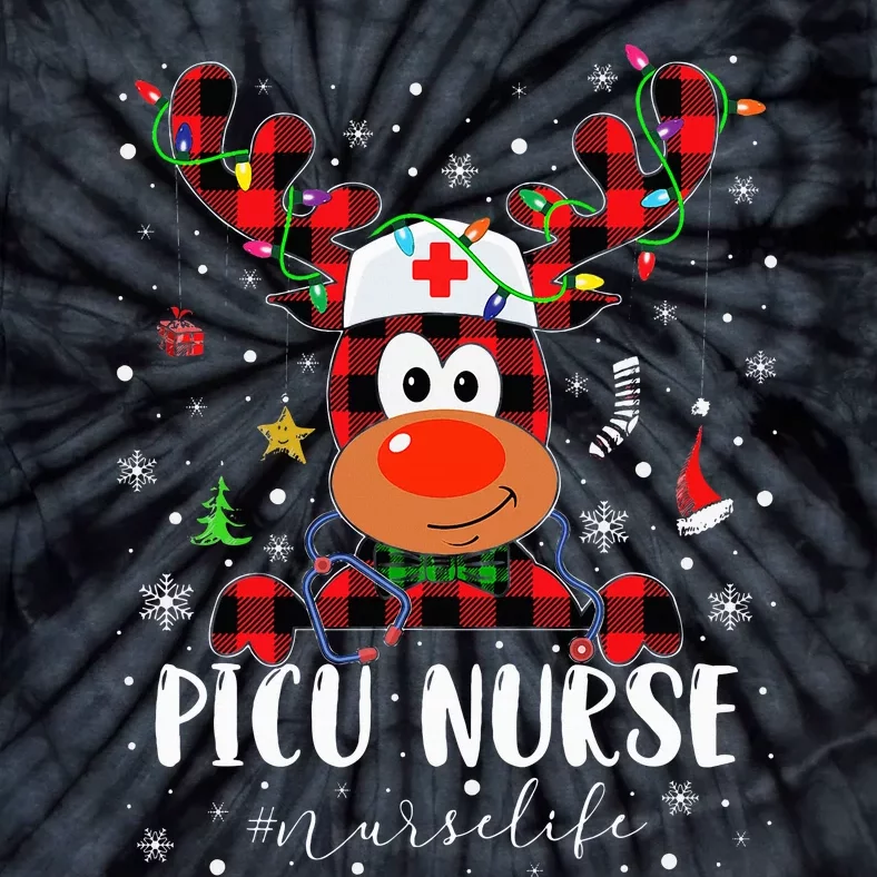 Love Picu Nurse Life Reindeer Nurse Christmas Pajama Xmas Tie-Dye T-Shirt