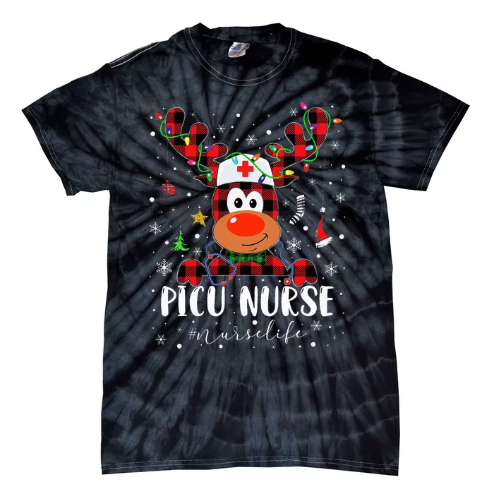 Love Picu Nurse Life Reindeer Nurse Christmas Pajama Xmas Tie-Dye T-Shirt