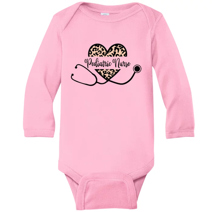 Love Pediatric Nurse Life Leopard Heart Stethoscope Nurse Rn Gift Baby Long Sleeve Bodysuit