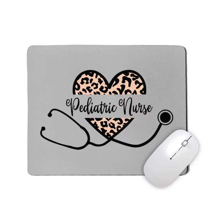 Love Pediatric Nurse Life Leopard Heart Stethoscope Nurse Rn Gift Mousepad