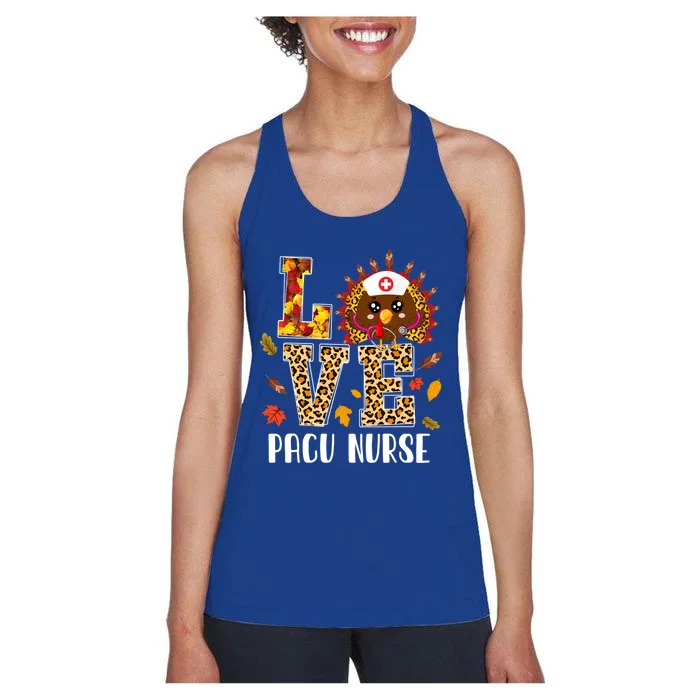 Love Pacu Nurse Leopard Turkey Leopard Nursing Thanksgiving Gift Women's Racerback Tank