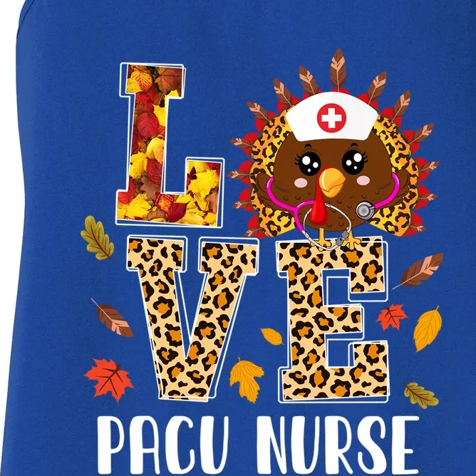 Love Pacu Nurse Leopard Turkey Leopard Nursing Thanksgiving Gift Women's Racerback Tank