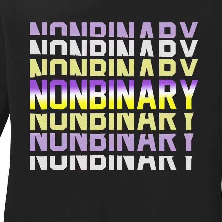 LGBT Pride Nonbinary Flag Non Binary Ladies Long Sleeve Shirt