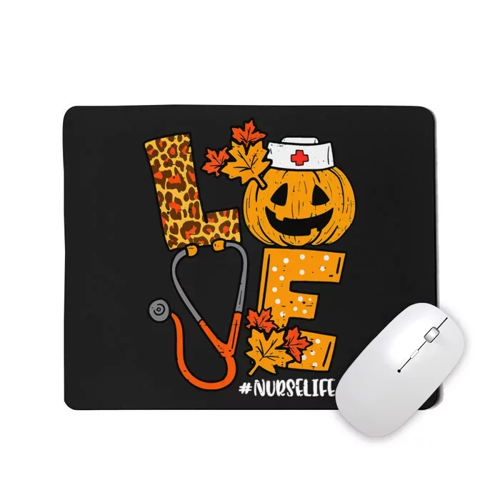 Love Pumpkin Nurse Halloween Costume Fall Scrub Top Gift Mousepad