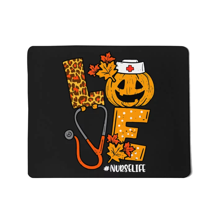 Love Pumpkin Nurse Halloween Costume Fall Scrub Top Gift Mousepad