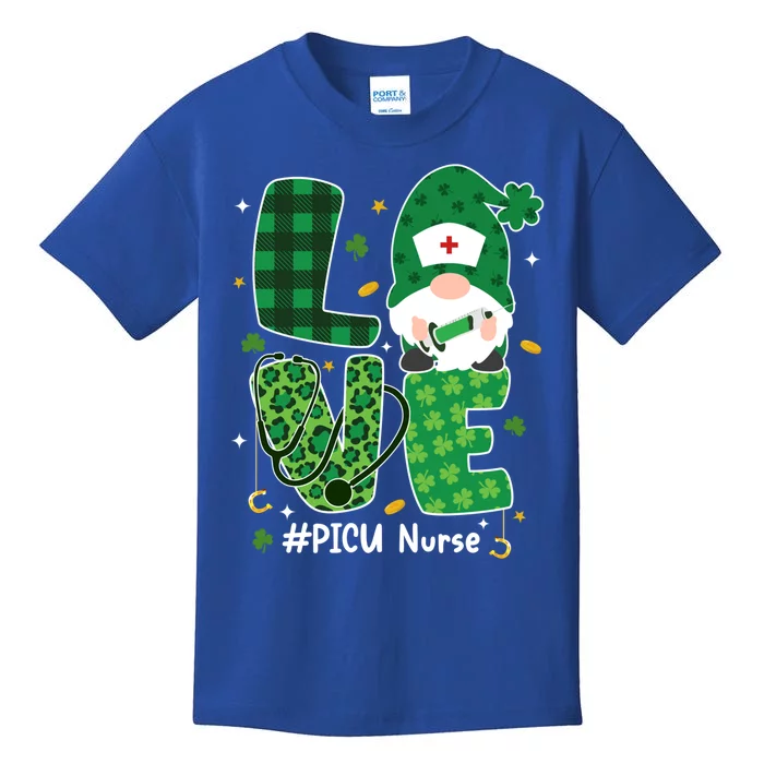 Love Picu Nurse Nursing Life Medical Gnome St Patricks Day Cool Gift Kids T-Shirt