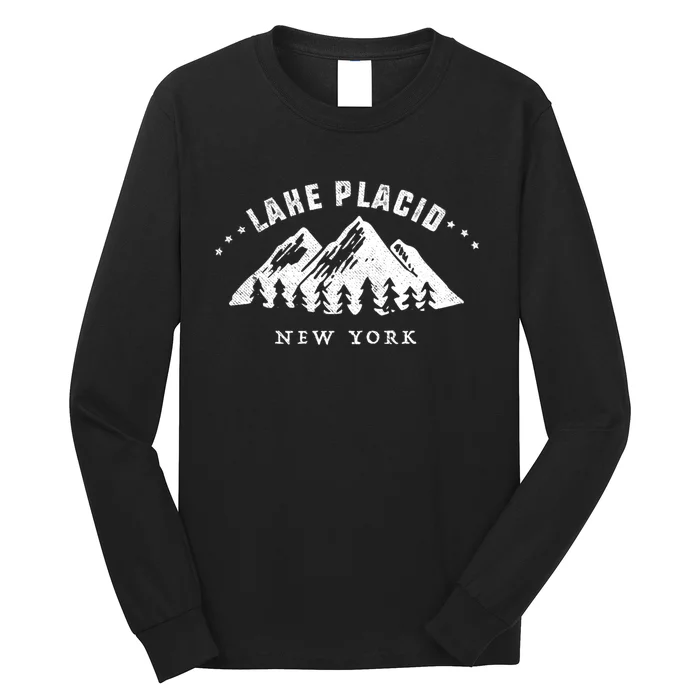 Lake Placid New York Outdoors Adventure Mountain Graphic Gift Long Sleeve Shirt