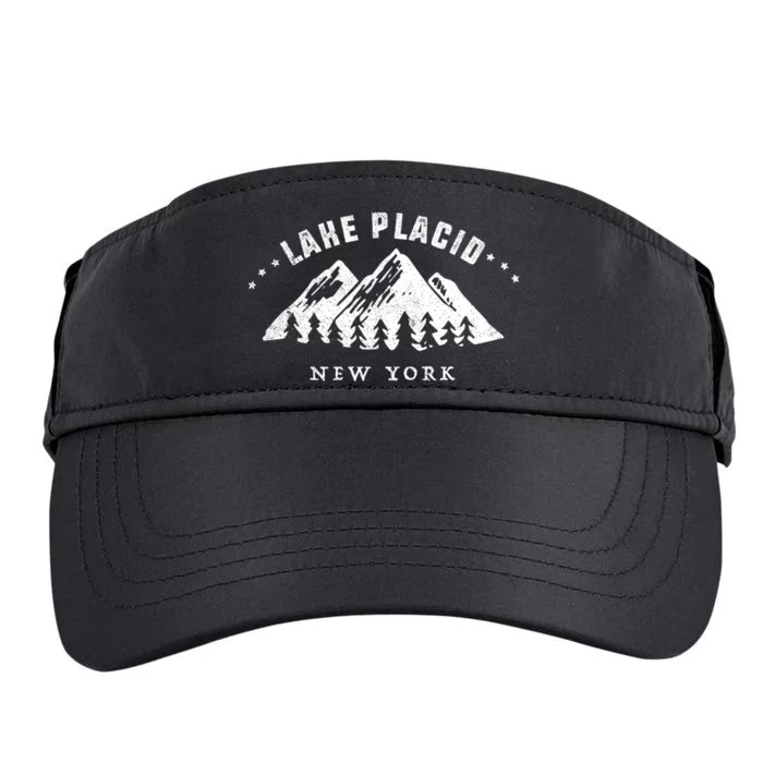 Lake Placid New York Outdoors Adventure Mountain Graphic Gift Adult Drive Performance Visor