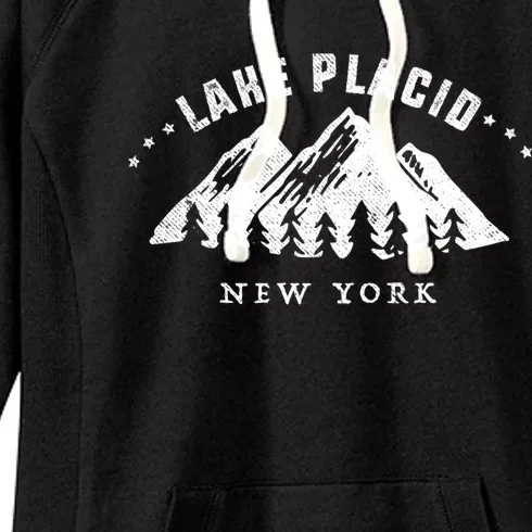 Lake Placid New York Outdoors Adventure Mountain Graphic Gift Women's Fleece Hoodie