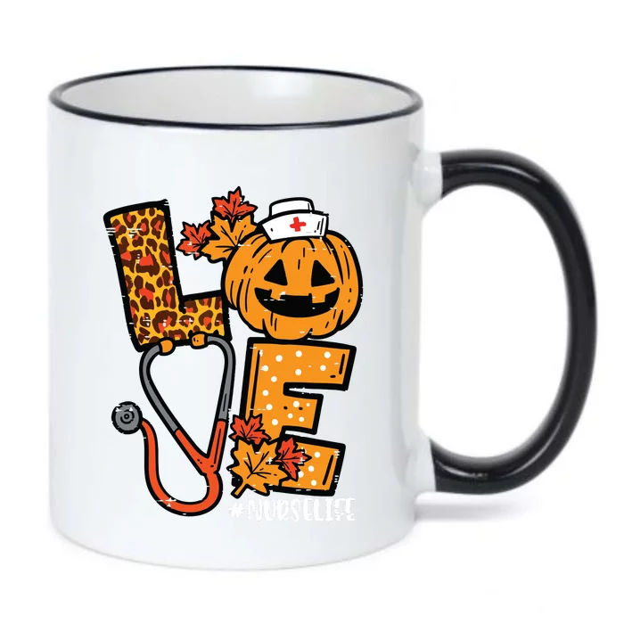 Leopard Pumpkin Nurse Halloween Costume Fall Scrub Top Women Black Color Changing Mug