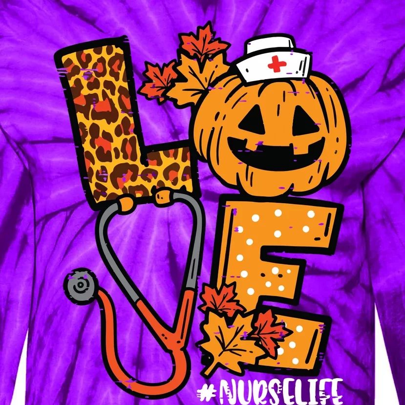 Leopard Pumpkin Nurse Halloween Costume Fall Scrub Top Women Tie-Dye Long Sleeve Shirt